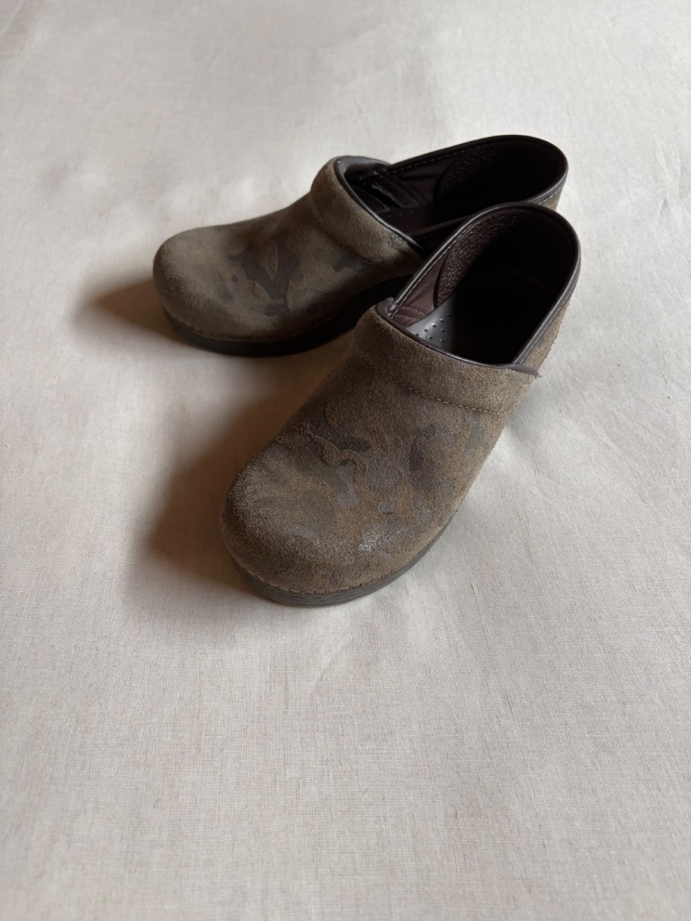Camo Suede Dansko Clogs